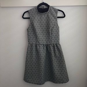 Navy and white high collar dress